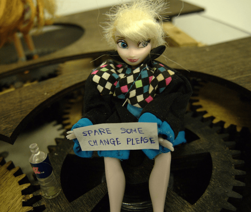 Decorated dolls on gears