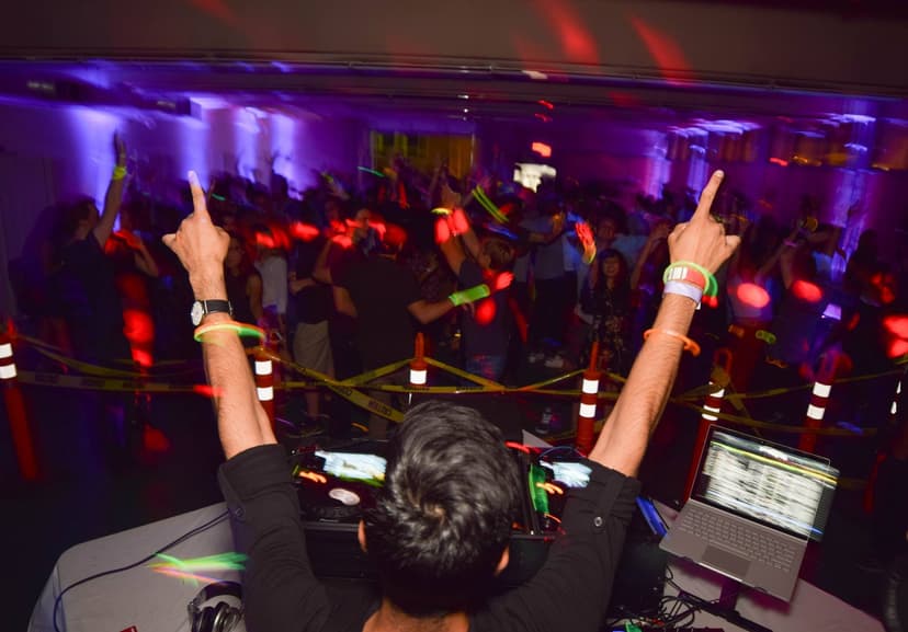 DJing at the warehouse party