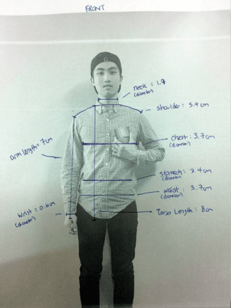 Front view measurement setup